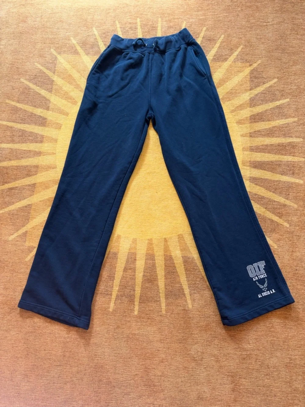 Big cotton wide leg navy sweatpants - Picture 2 of 4